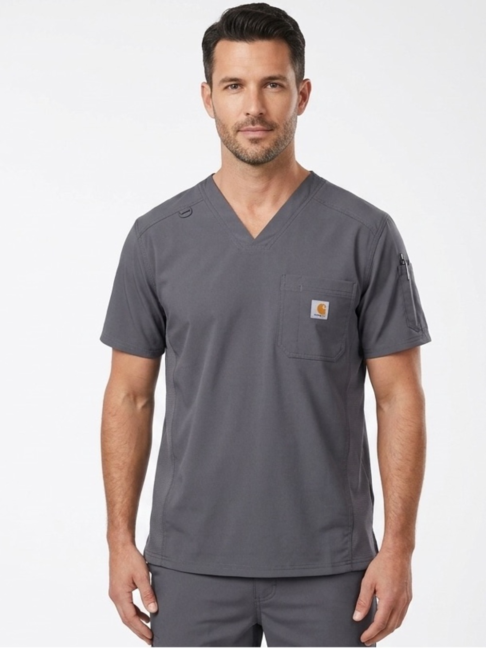 Carhartt Force Men’s V-Neck Scrub Top Pewter Gray XL | Rugged Flex